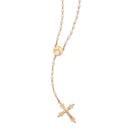 Pope Leo XIV Rosary in Gold-Tone with Mother-of-Pearl Beads