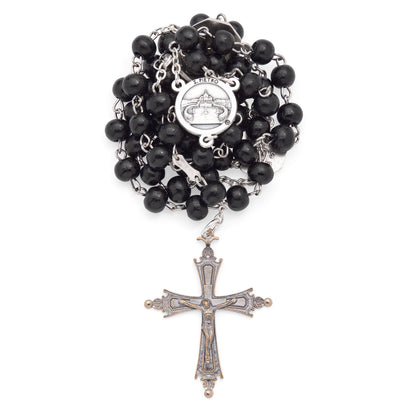 Pope Leo XIV Rosary with Black Wooden Beads