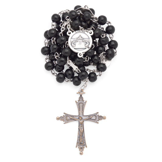 Pope Leo XIV Rosary with Black Wooden Beads