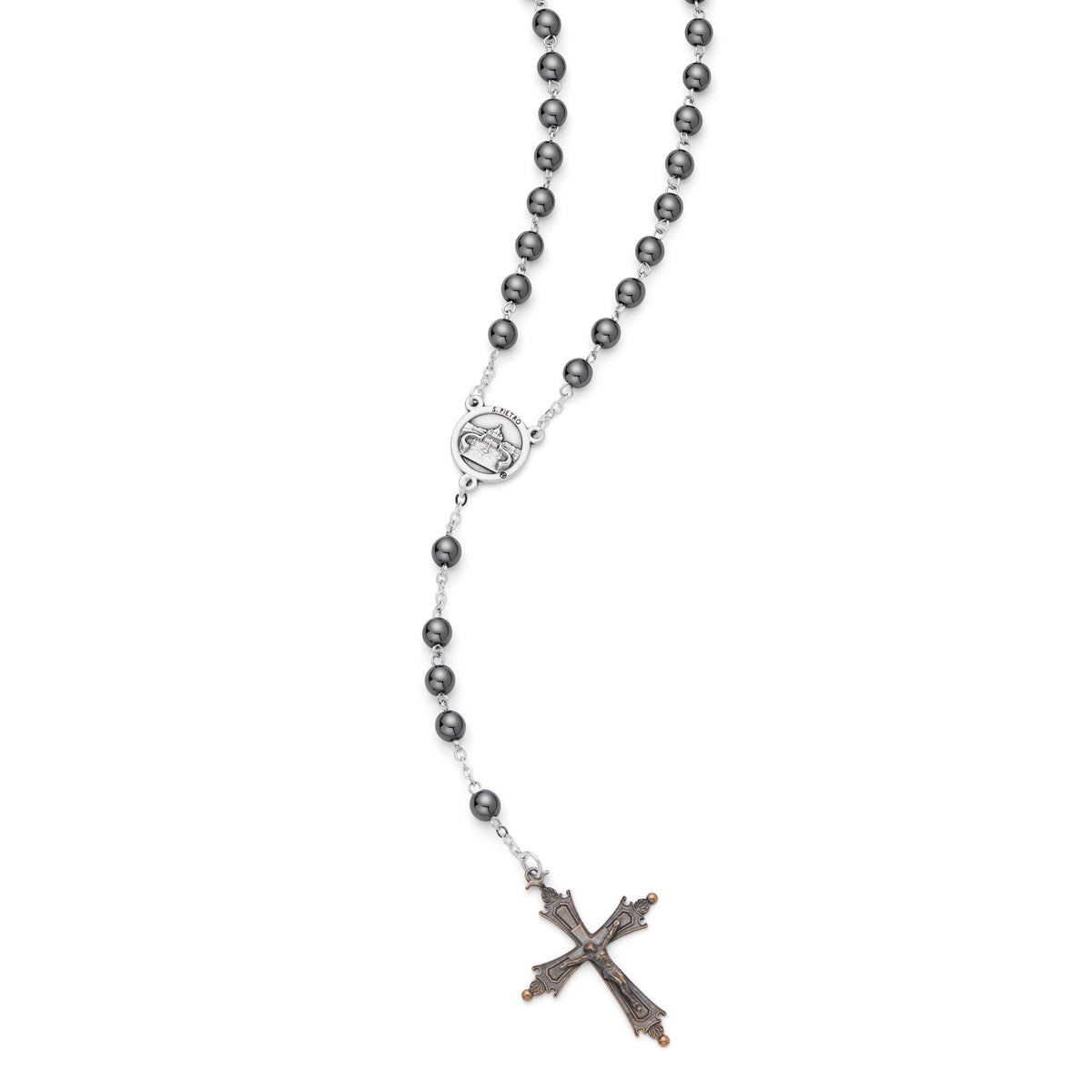 Pope Leo XIV Rosary with Hematite Beads