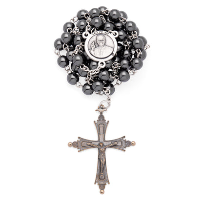 Pope Leo XIV Rosary with Hematite Beads