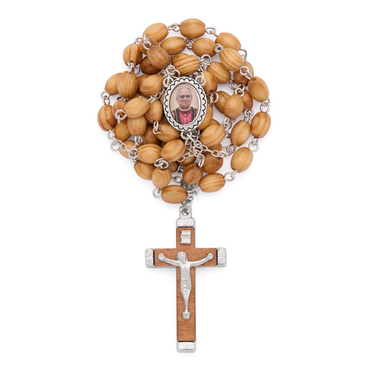 Pope Leo XIV Rosary with Oval Wooden Beads