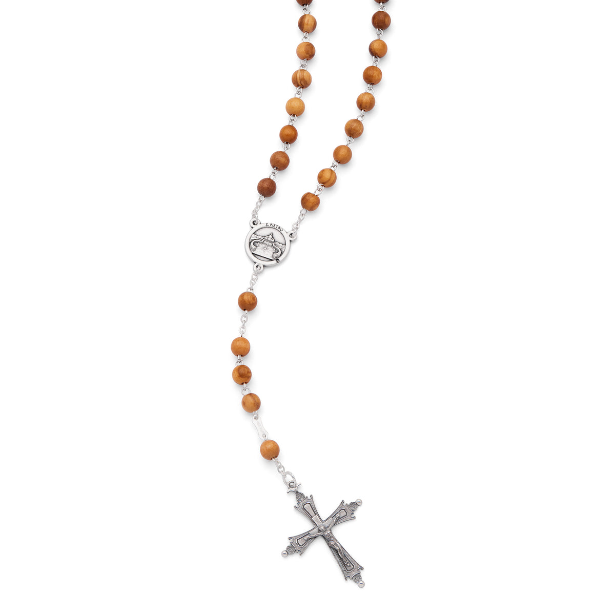 Pope Leo XIV Rosary with Round Olive Wood Beads