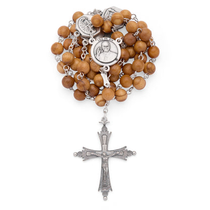 Pope Leo XIV Rosary with Round Olive Wood Beads