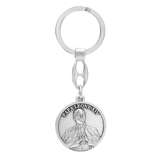 Pope Leo XIV Round Keychain with St. Peter’s Basilica