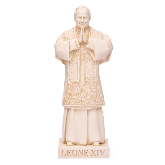 Pope Leo XIV Statue in Ivory Marble Dust