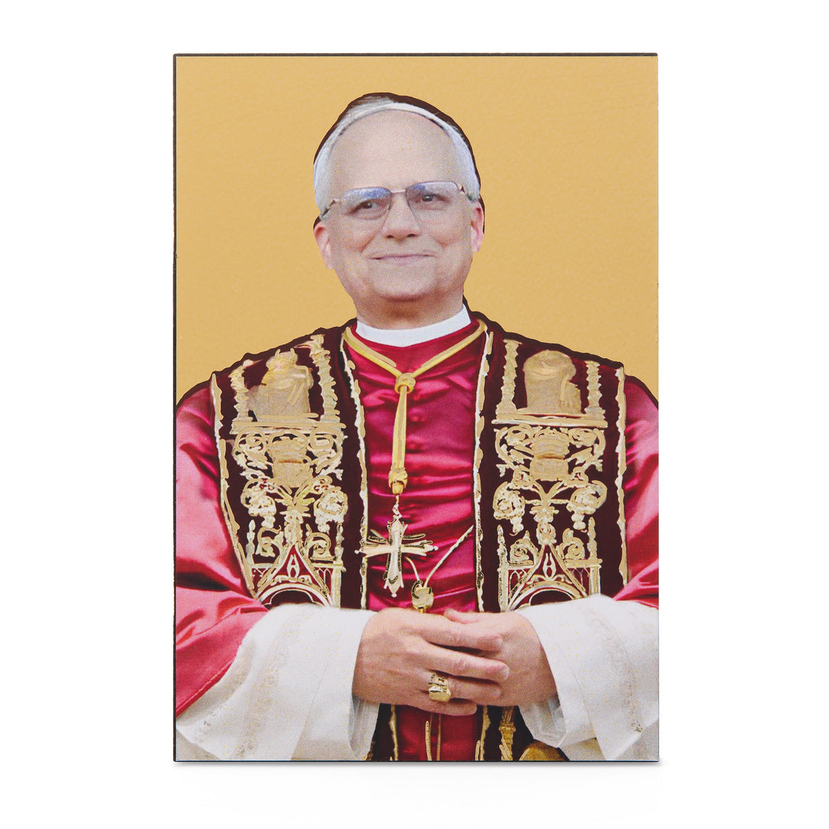 Pope Leo XIV Wooden Panel with Golden Background
