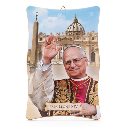 Pope Leo XIV Wooden Panel with St. Peter's Square