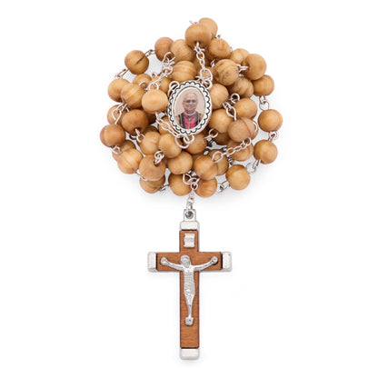 Pope Leo XIV Rosary with Round Wooden Beads