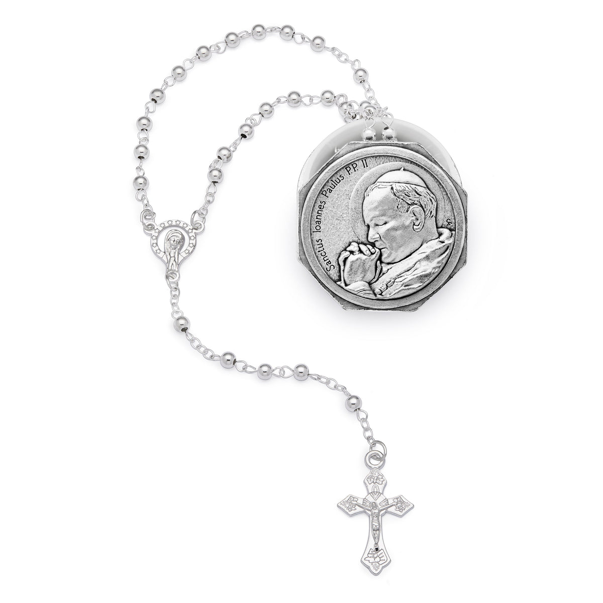 Pope St. John Paul II Octagonal Rosary Case with Rosary