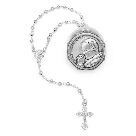 Pope St. John Paul II Octagonal Rosary Case with Rosary