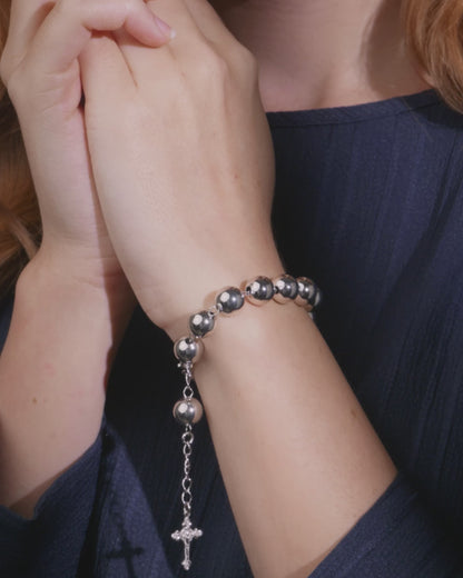 Sterling Silber Rosenkranz-Armband mit großen Perlen