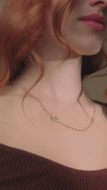 Collana Rosario in Oro Giallo con Zirconi
