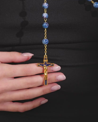 Chapelet bleu panaché de Notre Dame de la Médaille Miraculeuse