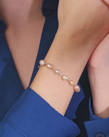 Pope Leo XIV Sterling Silver Bracelet with Pink Freshwater Pearl Beads