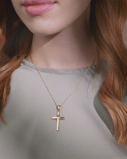Gelbgold Straight Cross Anhänger