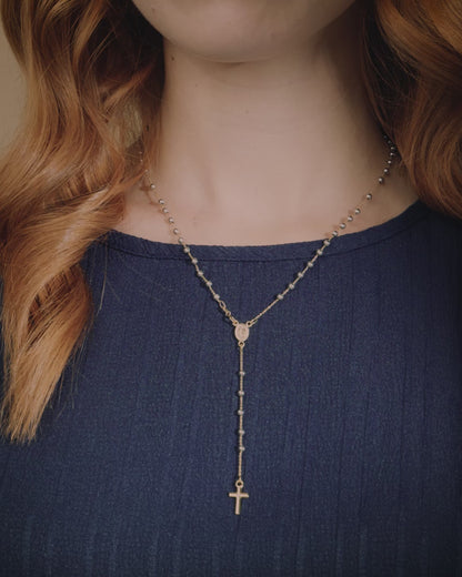 Rosenkranz aus Weiß- und Gelbgold