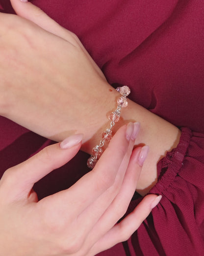 Rosenkranz-Armband mit hellrosa Kristallperlen in Ballonform