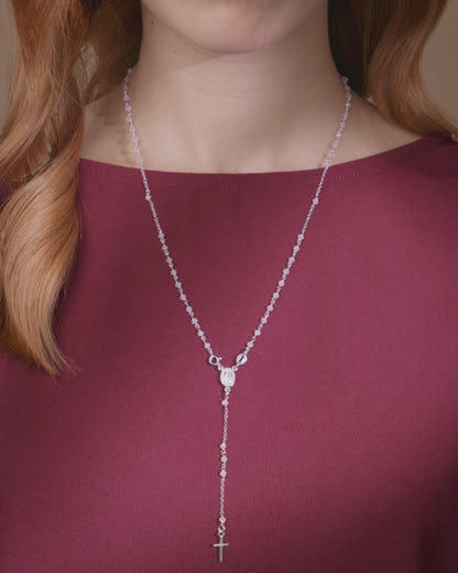 Sterling Silber Rosenkranz mit hellrosa Perlen