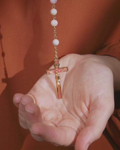 Chapelet blanc panaché de Notre Dame de la Médaille Miraculeuse