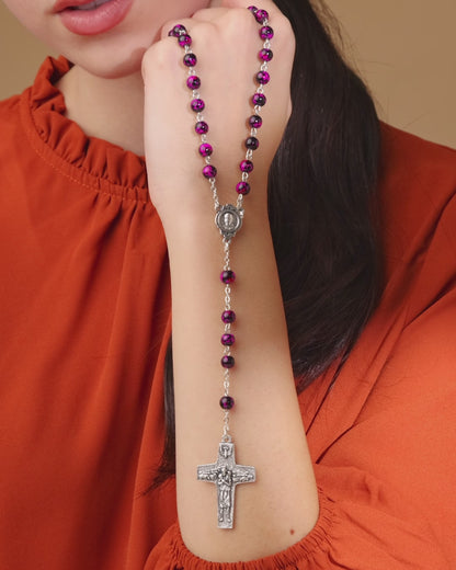 Variegated Glass Rosary with Good Shepherd Cross