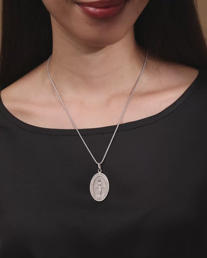Large Sterling Silver Oval Miraculous Medal