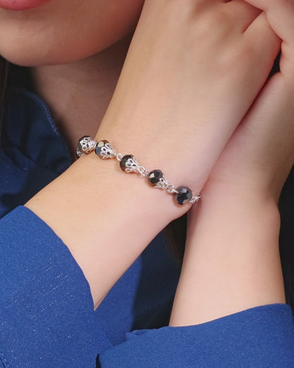 Bracciale Rosario con Grani Mongolfiera in Cristallo Nero