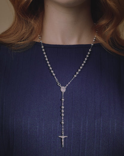 Rosenkranz Miraculous Mary aus Weißgold