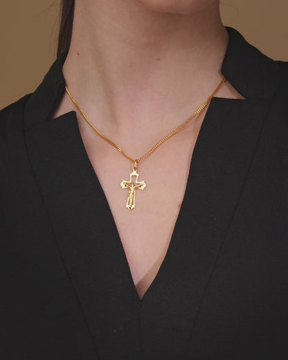 Gold Plated Openwork Budded Crucifix