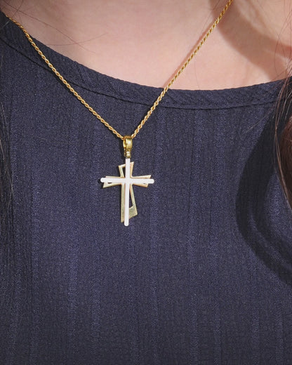 Sterling Silver Cross Pendant With Gold-plated Sterling Silver Double Cross
