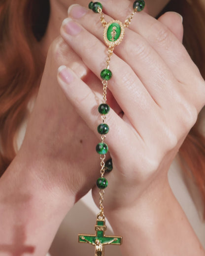 Chapelet vert panaché de Notre Dame de la Médaille Miraculeuse