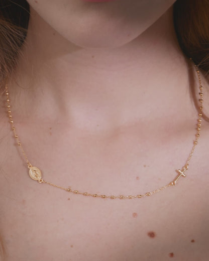 Gold-plated Sterling Silver Rosary Necklace