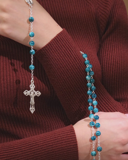 Rosenkranz mit blauem Marmoreffekt