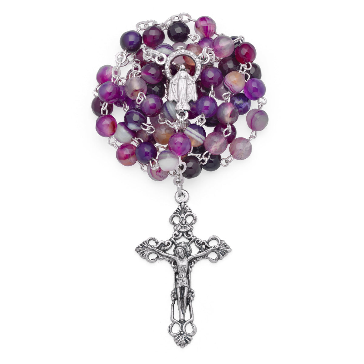 Purple Agate Rosary Faceted Beads