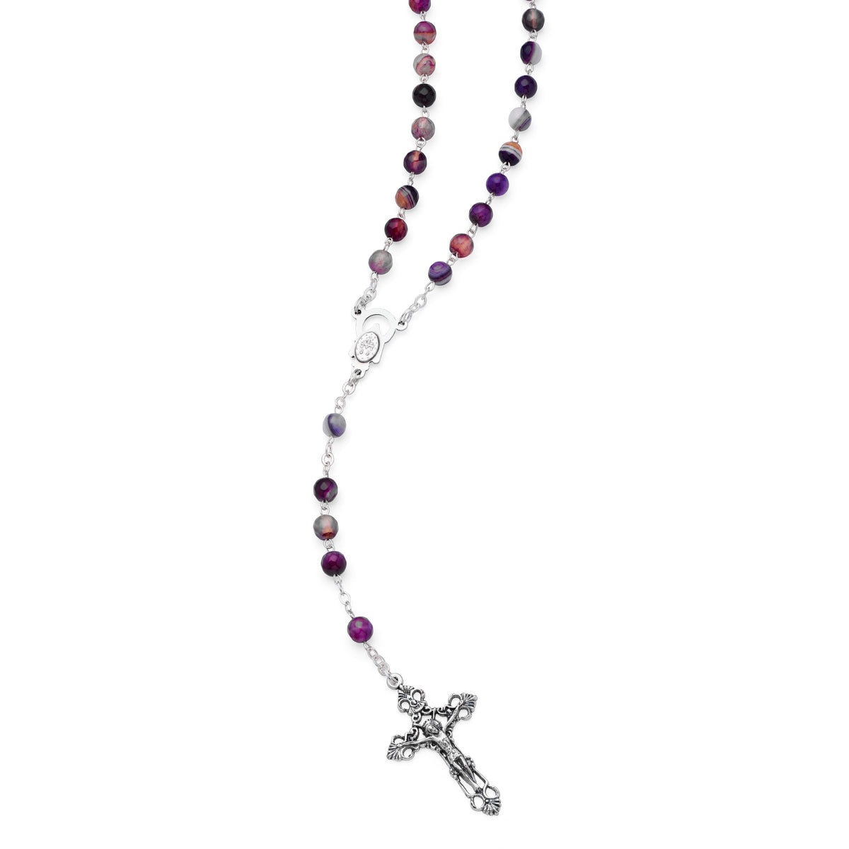Purple Agate Rosary Faceted Beads
