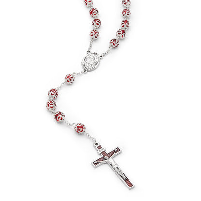 Red Glass Capped  Beads Rosary