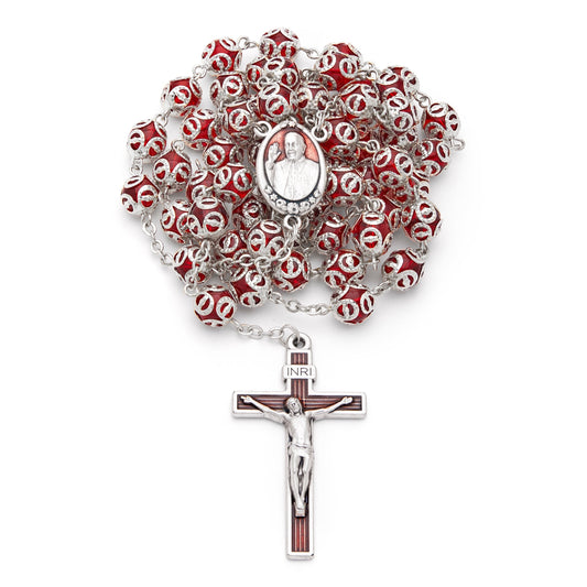 Red Glass Capped  Beads Rosary