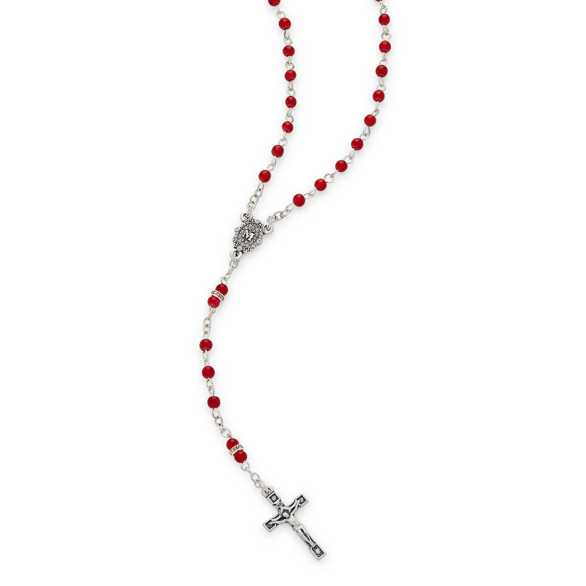 Red Pearls Beads Miraculous Virgin Rosary