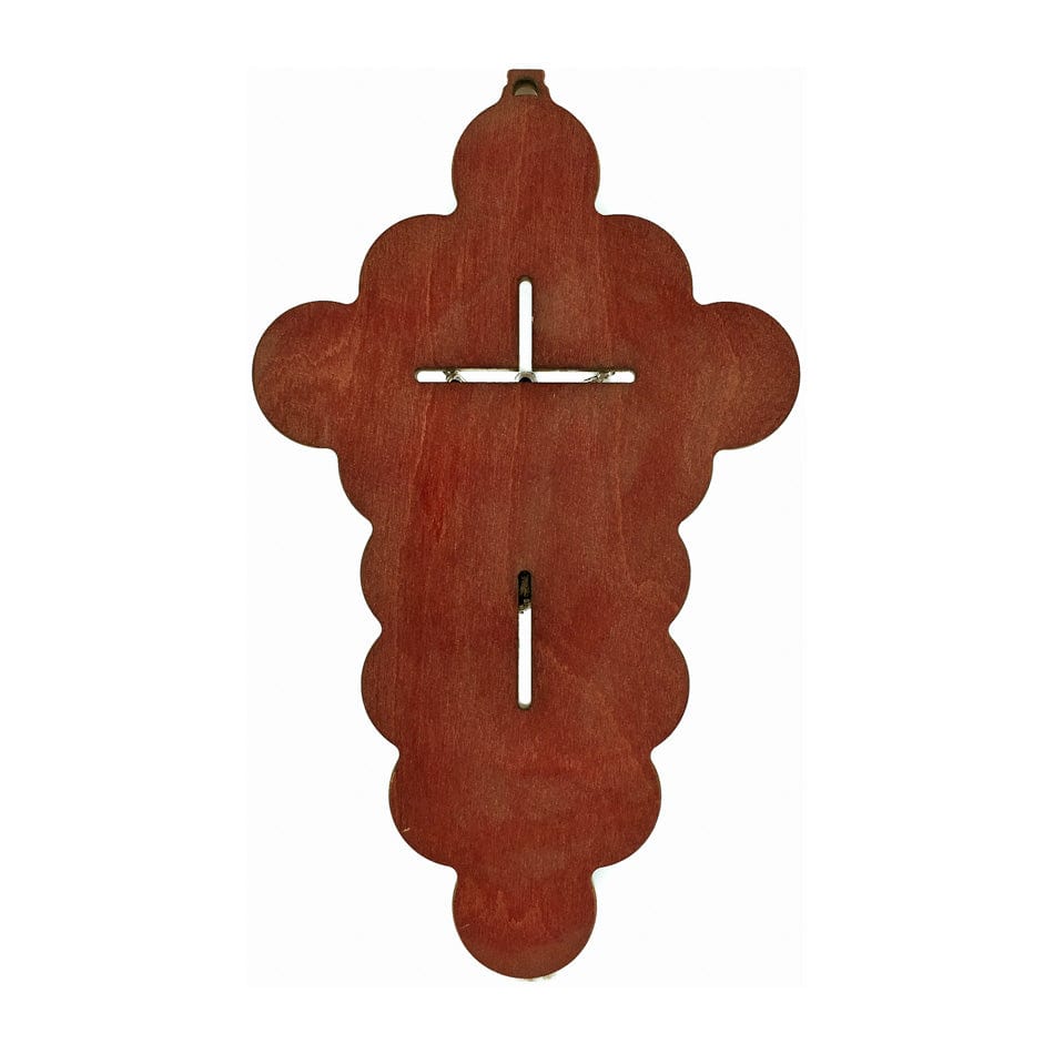 Red Wooden Risen Christ Crucifix with Via Crucis
