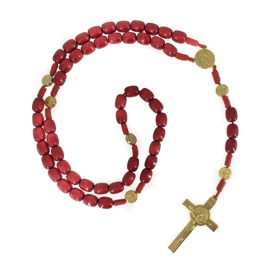 Red Wooden Rosary of Saint Benedict
