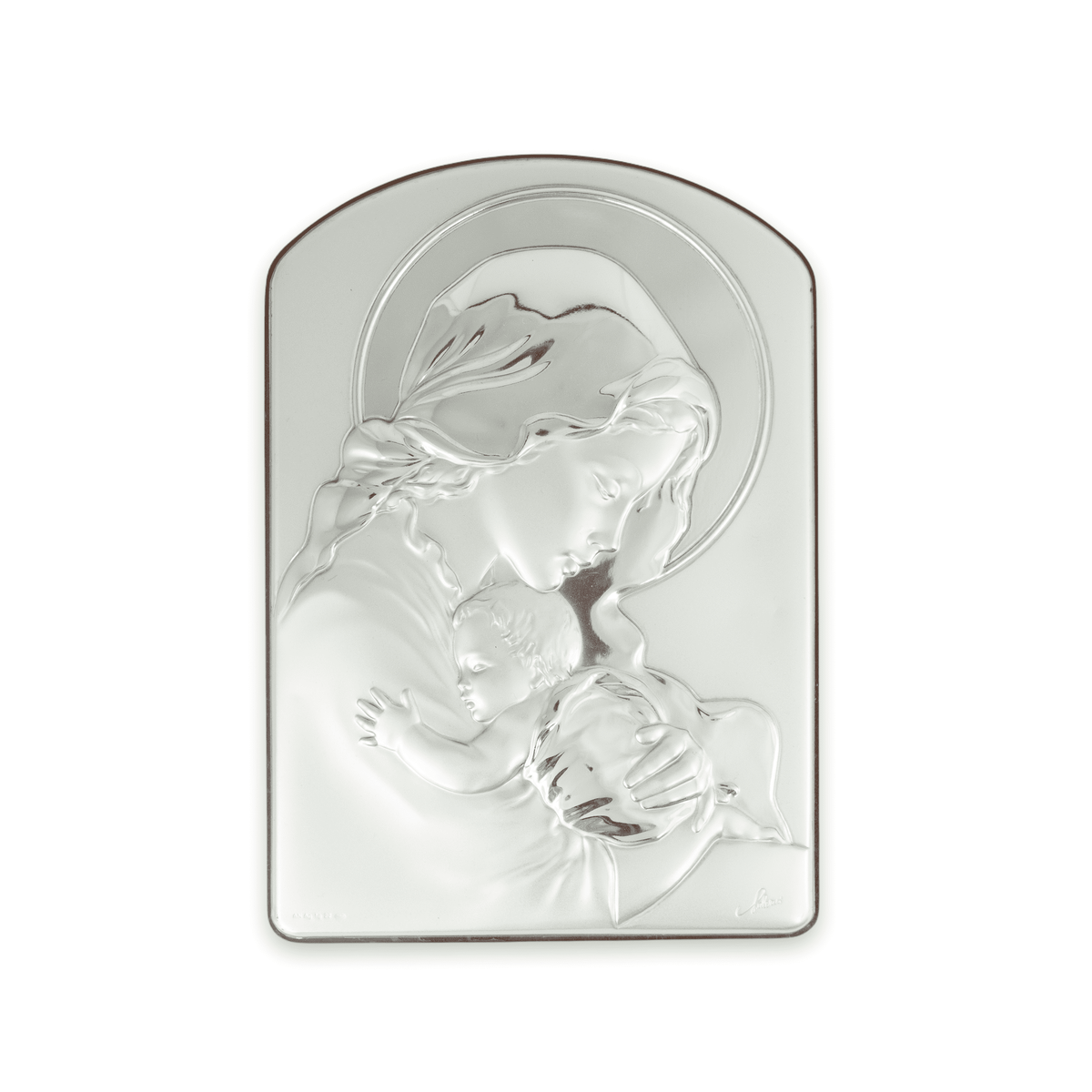 Religious Picture Mother Mary and Child Bilaminated Sterling Silver