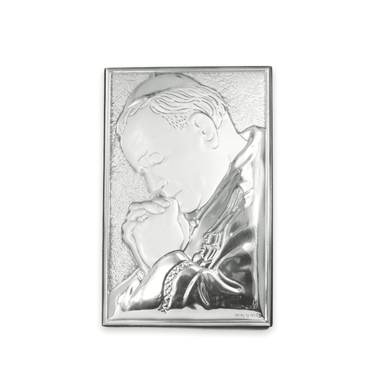Religious Picture Praying Pope John Paul II Bilaminate Sterling Silver