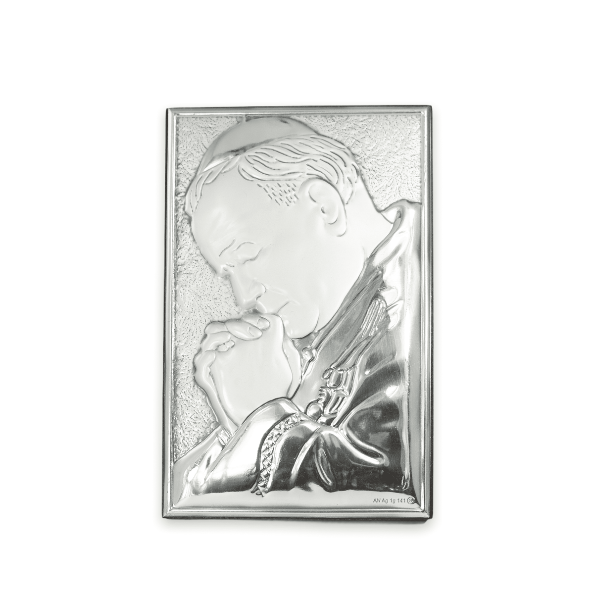 Religious Picture Praying Pope John Paul II Bilaminate Sterling Silver
