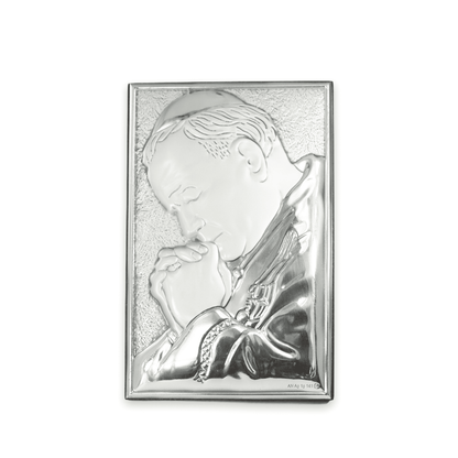 Religious Picture Praying Pope John Paul II Bilaminate Sterling Silver