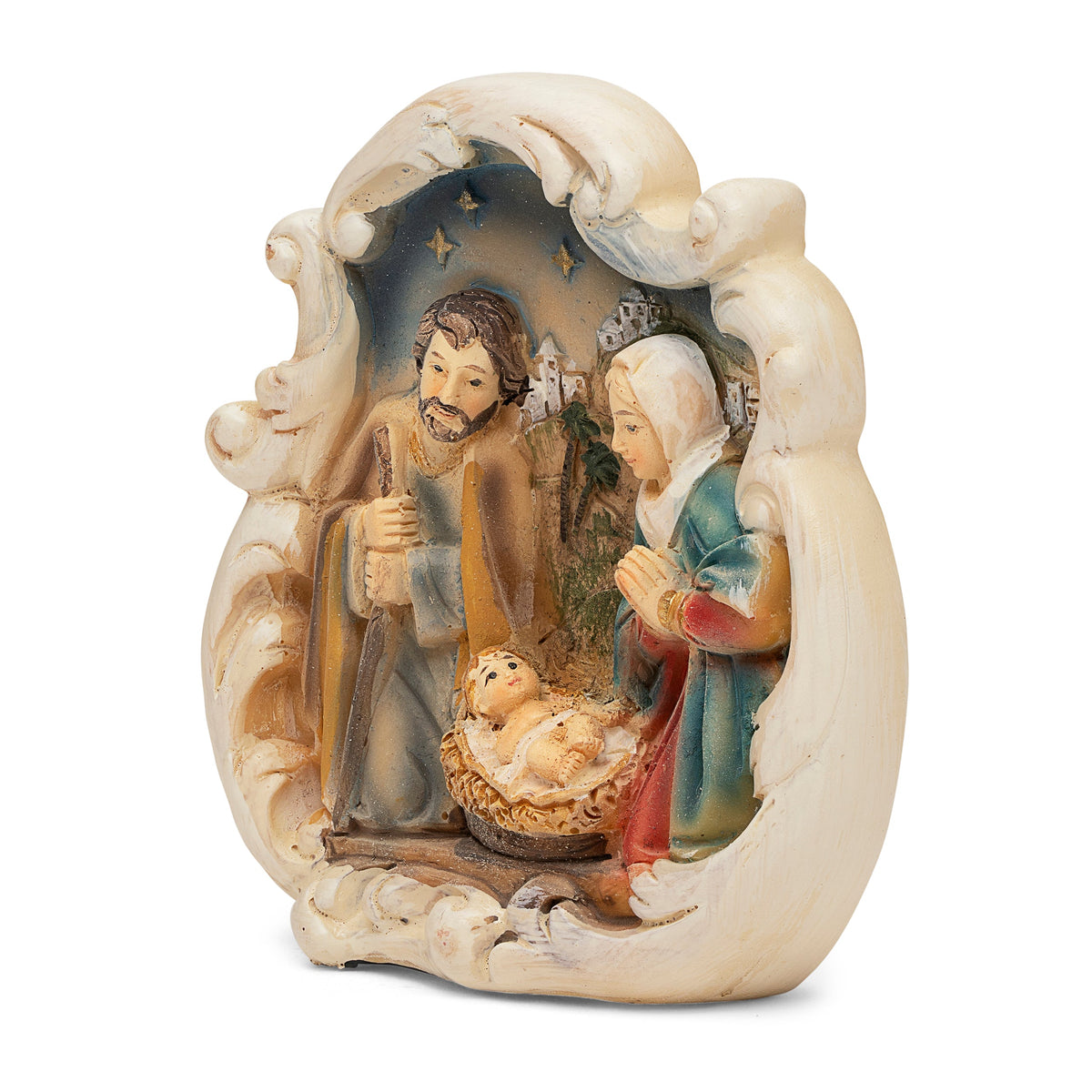 Resin Cloud With Nativity Scene and Jerusalem