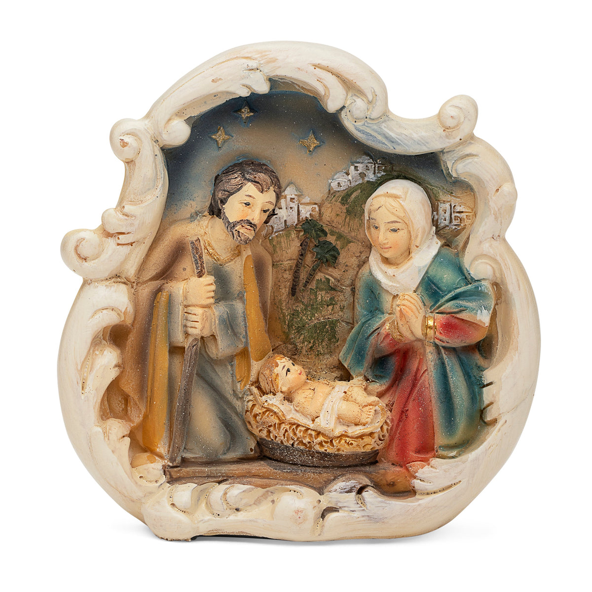 Resin Cloud With Nativity Scene and Jerusalem