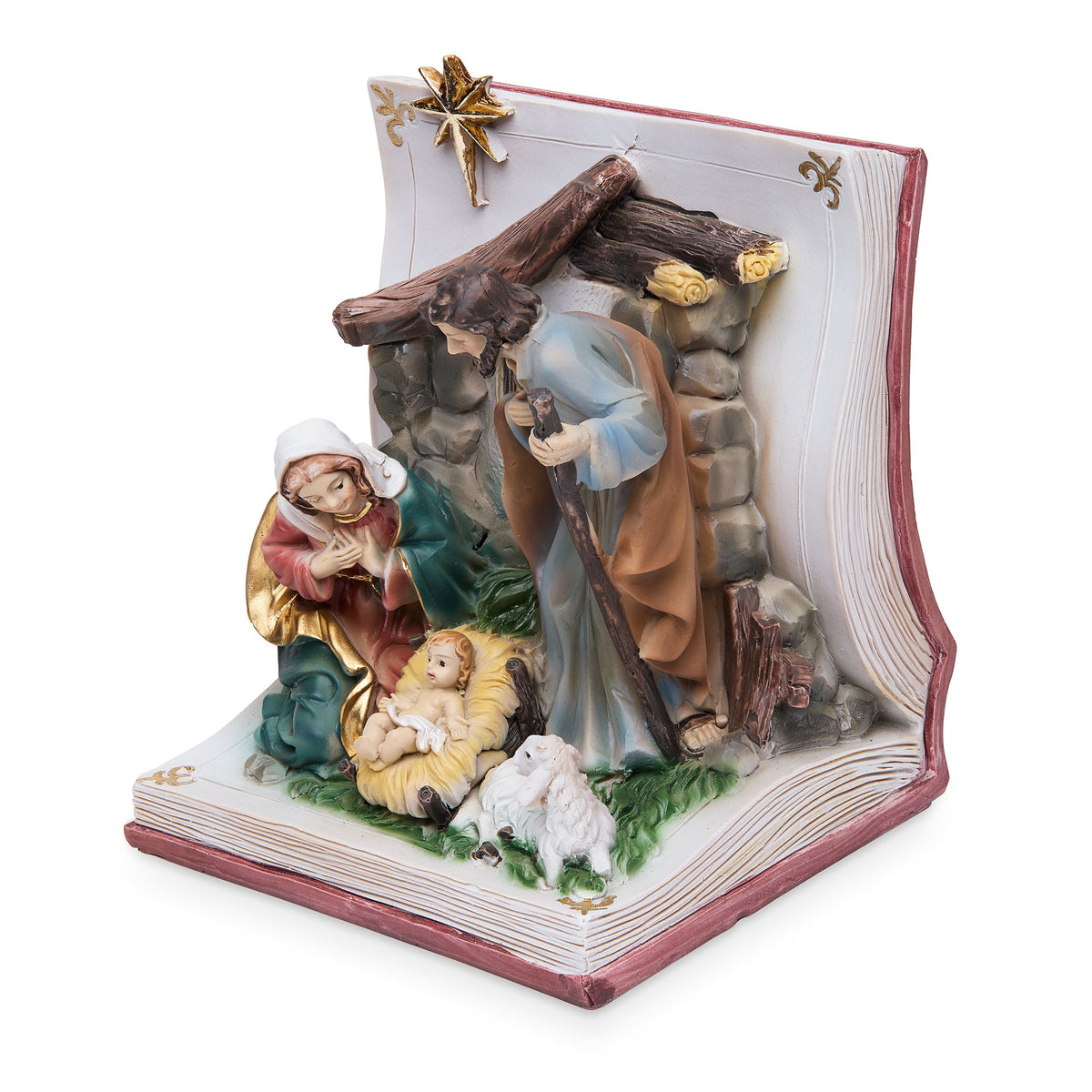 Resin Nativity Scene on an Open Book