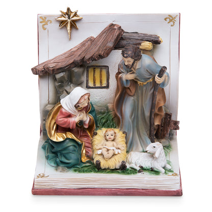 Resin Nativity Scene on an Open Book