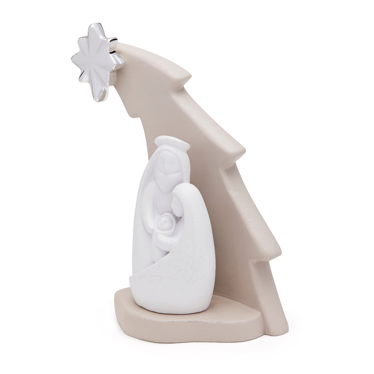 Resin Nativity Scene with Christmas Tree Modern Style