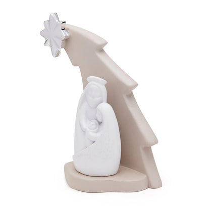 Resin Nativity Scene with Christmas Tree Modern Style